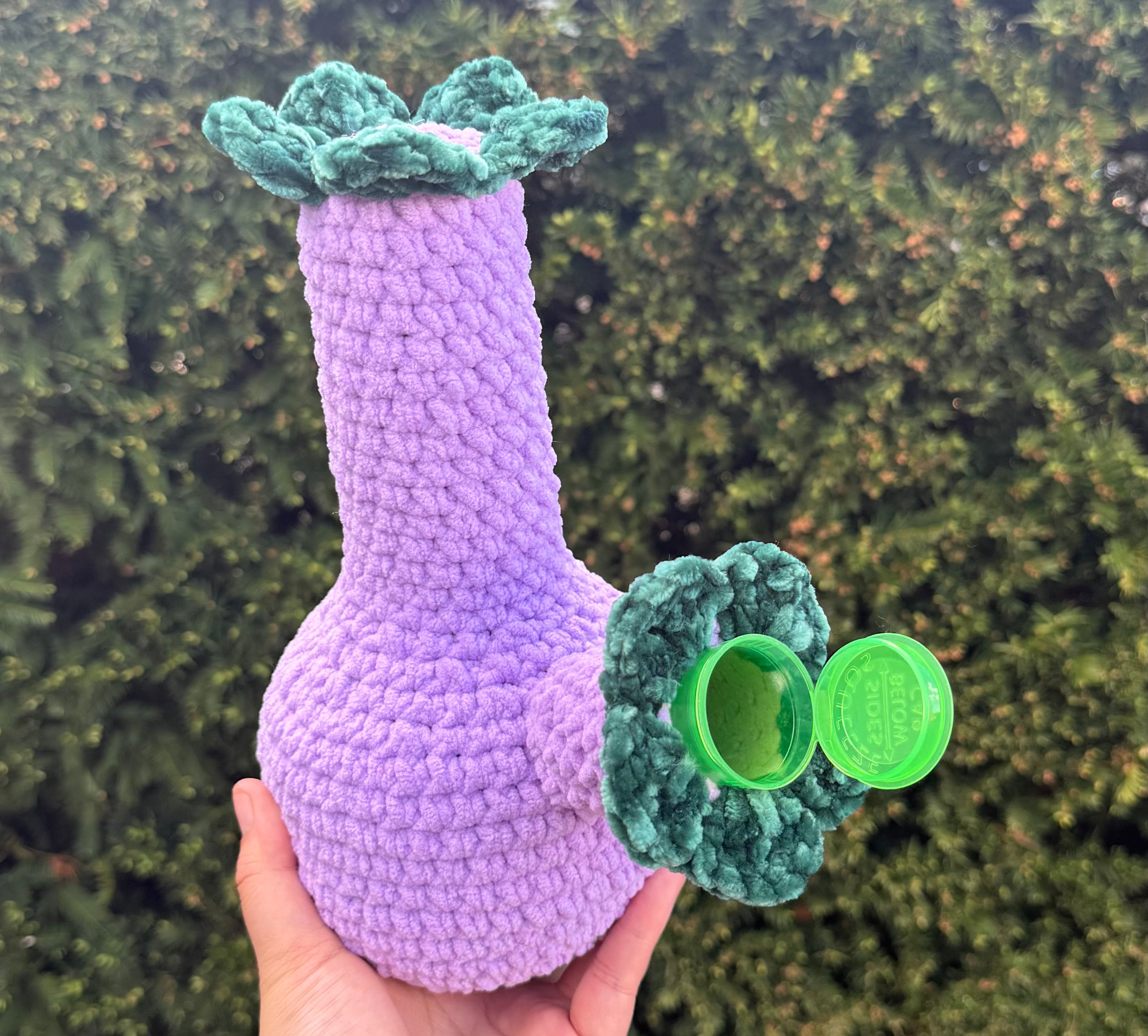 Lilac flower bong w/ stash bottle bowl